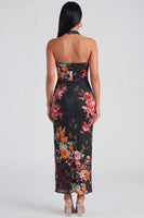 Laden Sie das Bild in den Galerie-Viewer, Halter-Champagner-Neckholder-Scheide Maxi-Blumenkleid