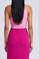 Laden Sie das Bild in den Galerie-Viewer, Rosa und Fuchsia Samt-Bodycon Maxi-Kleid mit ein-Schulter Bodycon Maxi mit Schlitz