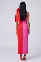 Laden Sie das Bild in den Galerie-Viewer, Schwarz-weißes einschulteriges maxi-Kleid mit einschulteriger Bodycon und Schleife