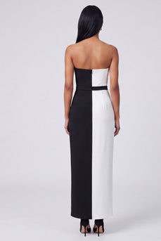 Off-the-shoulder schwarz-weißes Bodycon Maxi-Kleid