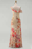 Laden Sie das Bild in den Galerie-Viewer, Schwarzes, asymmetrisches Tüll-Muster Maxi-Blumenkleid