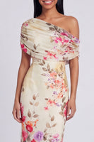 Laden Sie das Bild in den Galerie-Viewer, Schwarzes Tüll-Bodycon-Muster mit Blumen-Maxikleid