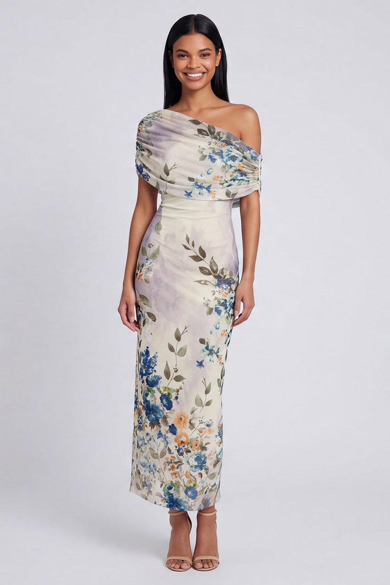 Laden Sie das Bild in den Galerie-Viewer, Schwarzes Tüll-Bodycon-Muster mit Blumen-Maxikleid