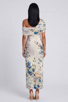Laden Sie das Bild in den Galerie-Viewer, Schwarzes Tüll-Bodycon-Muster mit Blumen-Maxikleid