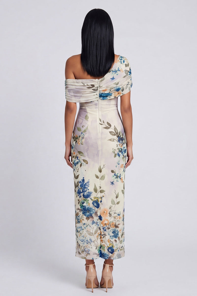 Laden Sie das Bild in den Galerie-Viewer, Schwarzes Tüll-Bodycon-Muster mit Blumen-Maxikleid