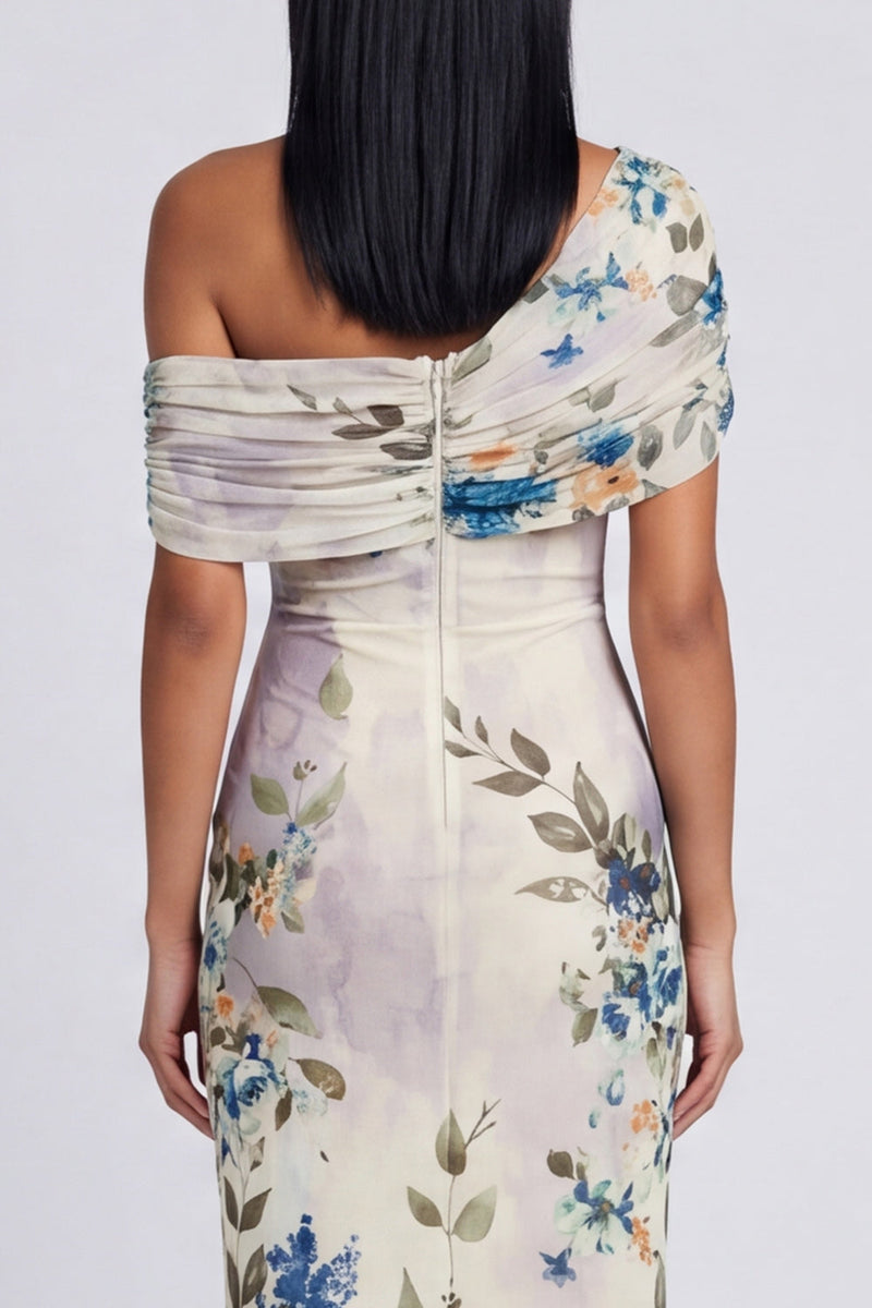 Laden Sie das Bild in den Galerie-Viewer, Schwarzes Tüll-Bodycon-Muster mit Blumen-Maxikleid