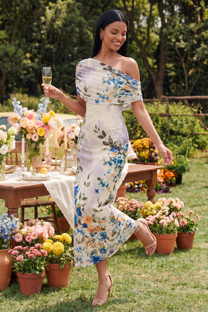 Laden Sie das Bild in den Galerie-Viewer, Schwarzes Tüll-Bodycon-Muster mit Blumen-Maxikleid