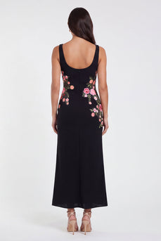 Schwarzes quadratisches Hals-Sheath-langes Festliches Kleid