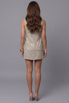 Khaki-Quadratausschnitt einreihige Blumenzweiteiler Arbeitsanzüge