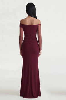 Burgunderfarbene Meerjungfrau – Schulterloses Festkleid