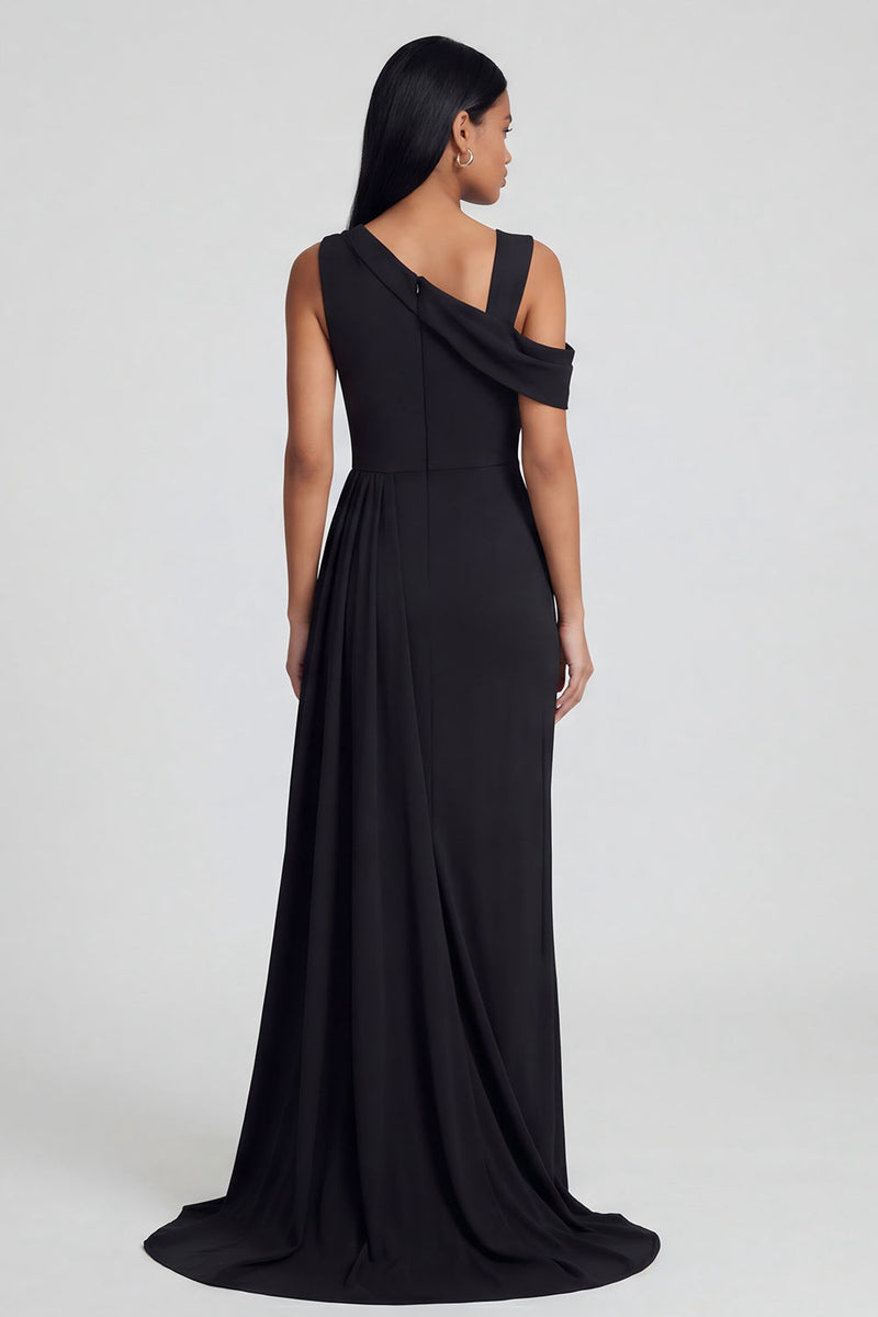 Laden Sie das Bild in den Galerie-Viewer, Festliches Kleid mit schwarzer Scheide und asymmetrischem Ausschnitt und Girlande