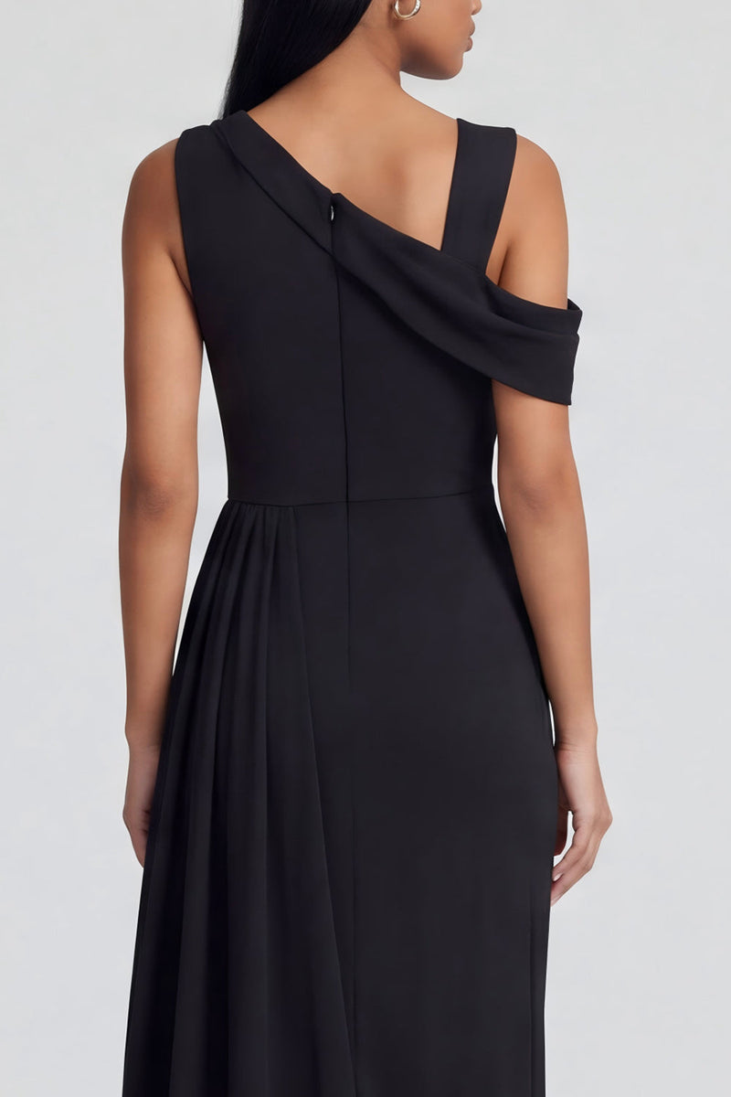 Laden Sie das Bild in den Galerie-Viewer, Festliches Kleid mit schwarzer Scheide und asymmetrischem Ausschnitt und Girlande