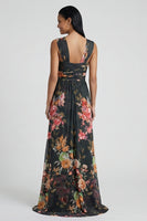 Laden Sie das Bild in den Galerie-Viewer, Schwarzes florales Meerjungfrauen-Quadrathals-Festkleid