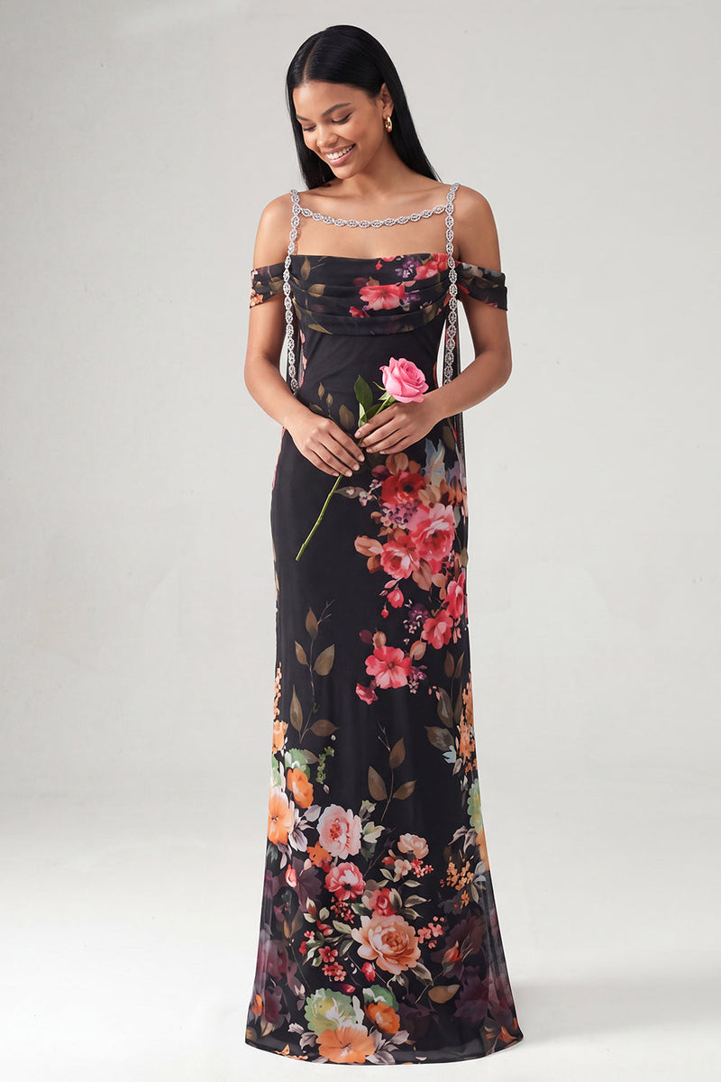 Laden Sie das Bild in den Galerie-Viewer, Elfenbeinfarbenes Kaltschulter-Meerjungfrauen-Formelkleid mit Schärpe