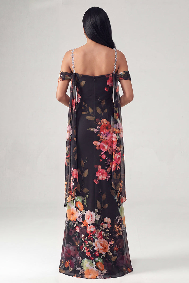 Laden Sie das Bild in den Galerie-Viewer, Elfenbeinfarbenes Kaltschulter-Meerjungfrauen-Formelkleid mit Schärpe