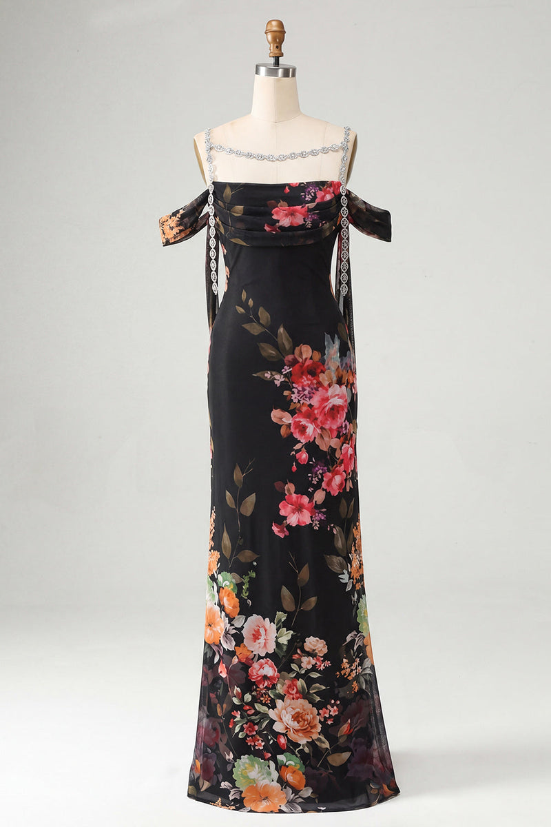 Laden Sie das Bild in den Galerie-Viewer, Elfenbeinfarbenes Kaltschulter-Meerjungfrauen-Formelkleid mit Schärpe