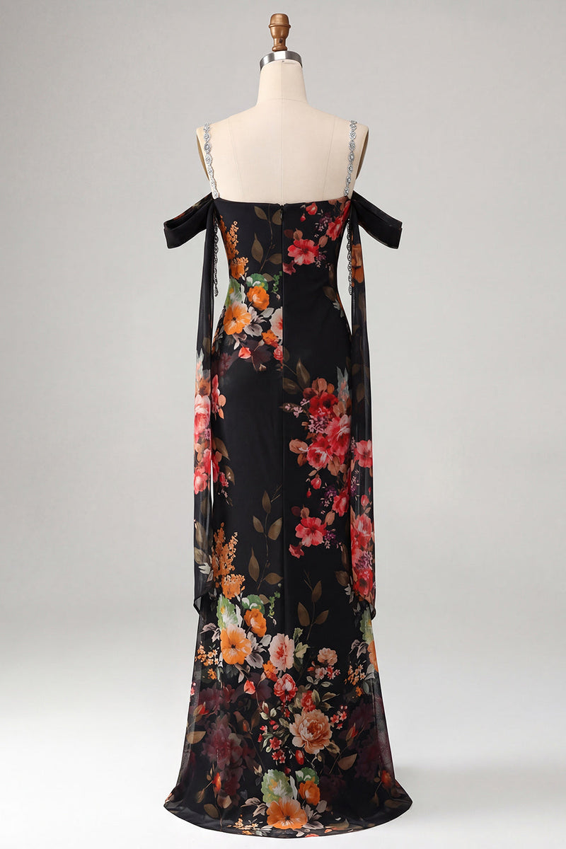 Laden Sie das Bild in den Galerie-Viewer, Elfenbeinfarbenes Kaltschulter-Meerjungfrauen-Formelkleid mit Schärpe