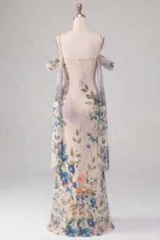 Elfenbeinfarbenes Kaltschulter-Meerjungfrauen-Formelkleid mit Schärpe