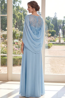 Hellblaues Chiffon Scheide Pailletten Langes Mutter der Braut Kleid