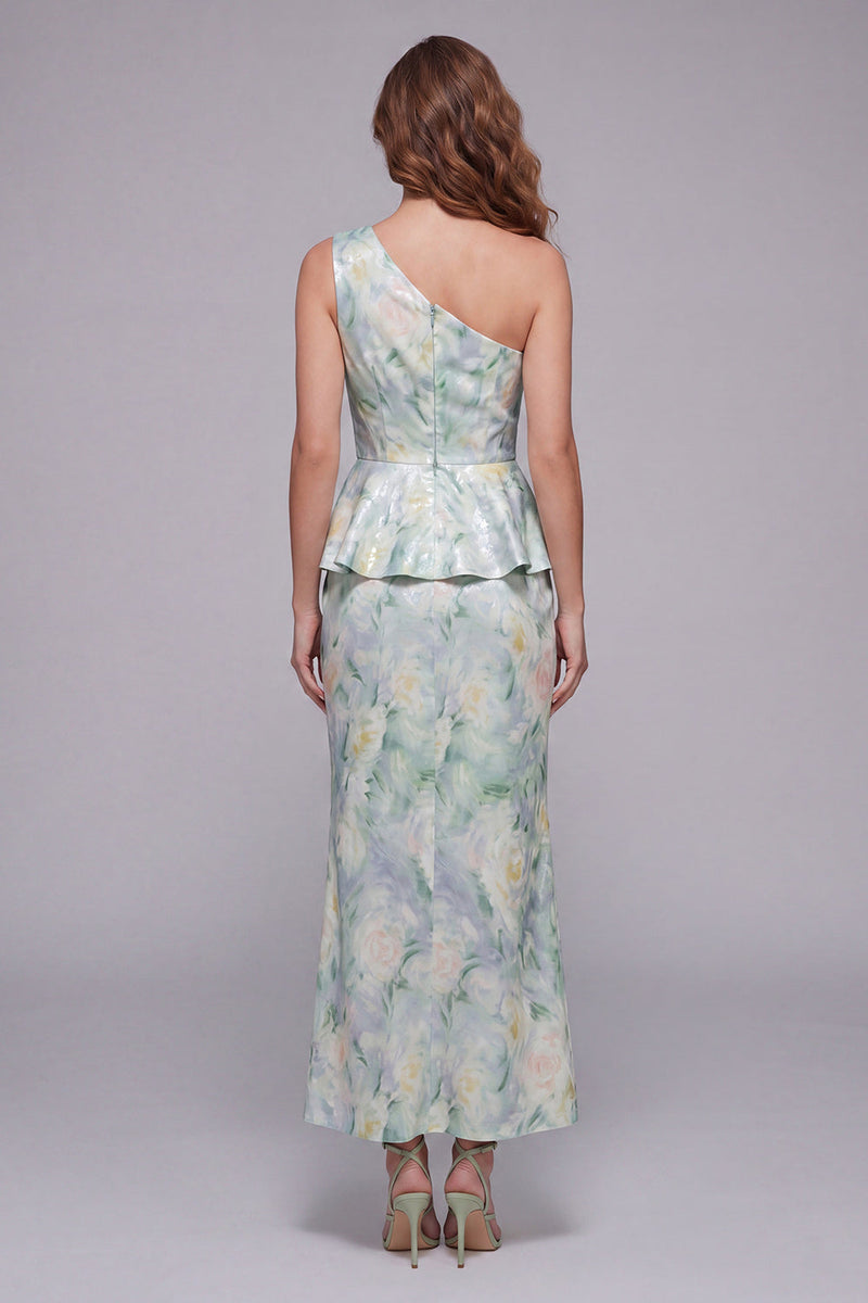Laden Sie das Bild in den Galerie-Viewer, Ein schulterfarbenes, hellgrünes Blumen-Meerjungfrauen-Festkleid