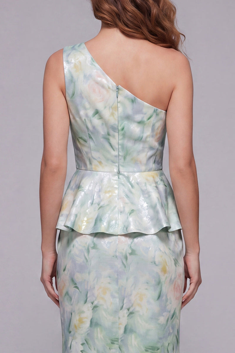 Laden Sie das Bild in den Galerie-Viewer, Ein schulterfarbenes, hellgrünes Blumen-Meerjungfrauen-Festkleid