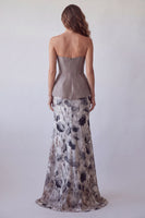 Laden Sie das Bild in den Galerie-Viewer, Vintage-Mauve-Meerjungfrauen-Chiffon-Trägerloses, langes Festkleid