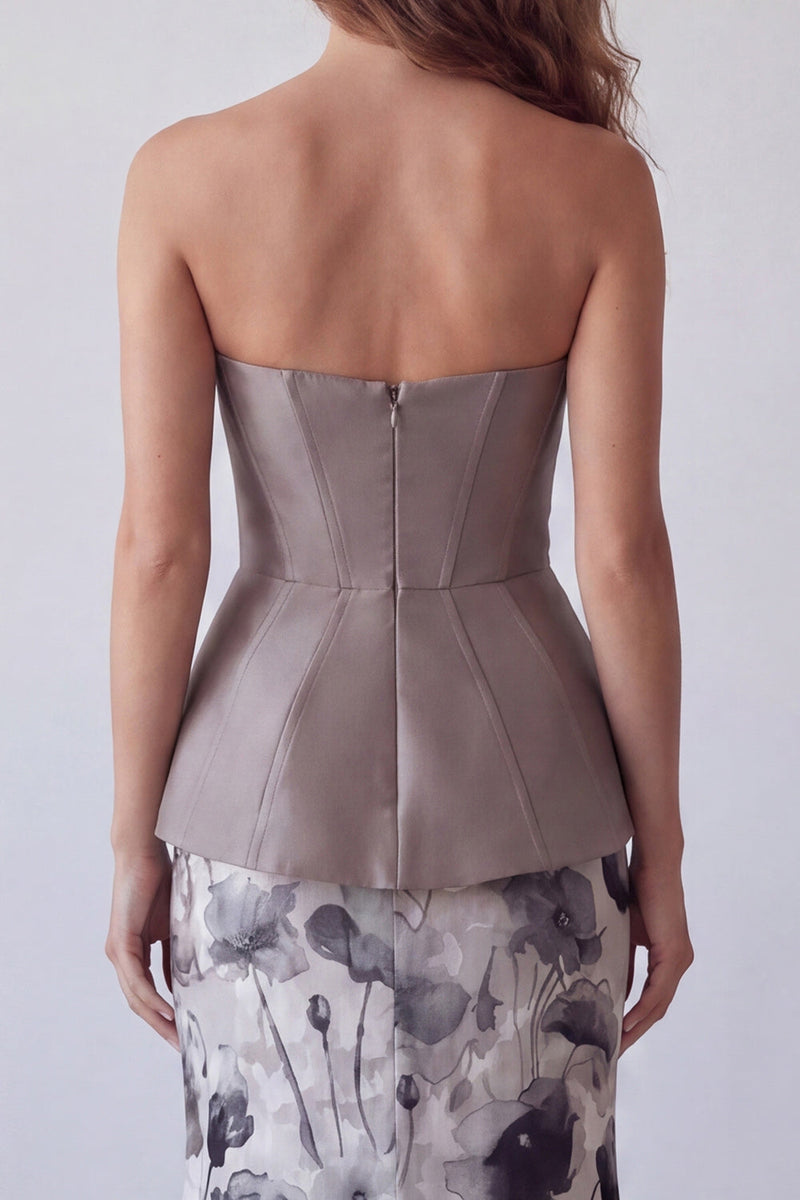 Laden Sie das Bild in den Galerie-Viewer, Vintage-Mauve-Meerjungfrauen-Chiffon-Trägerloses, langes Festkleid