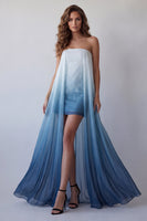 Laden Sie das Bild in den Galerie-Viewer, Lake Blue Chiffon trägerloses Bodycon Mini-Festkleid