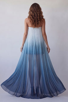 Lake Blue Chiffon trägerloses Bodycon Mini-Festkleid