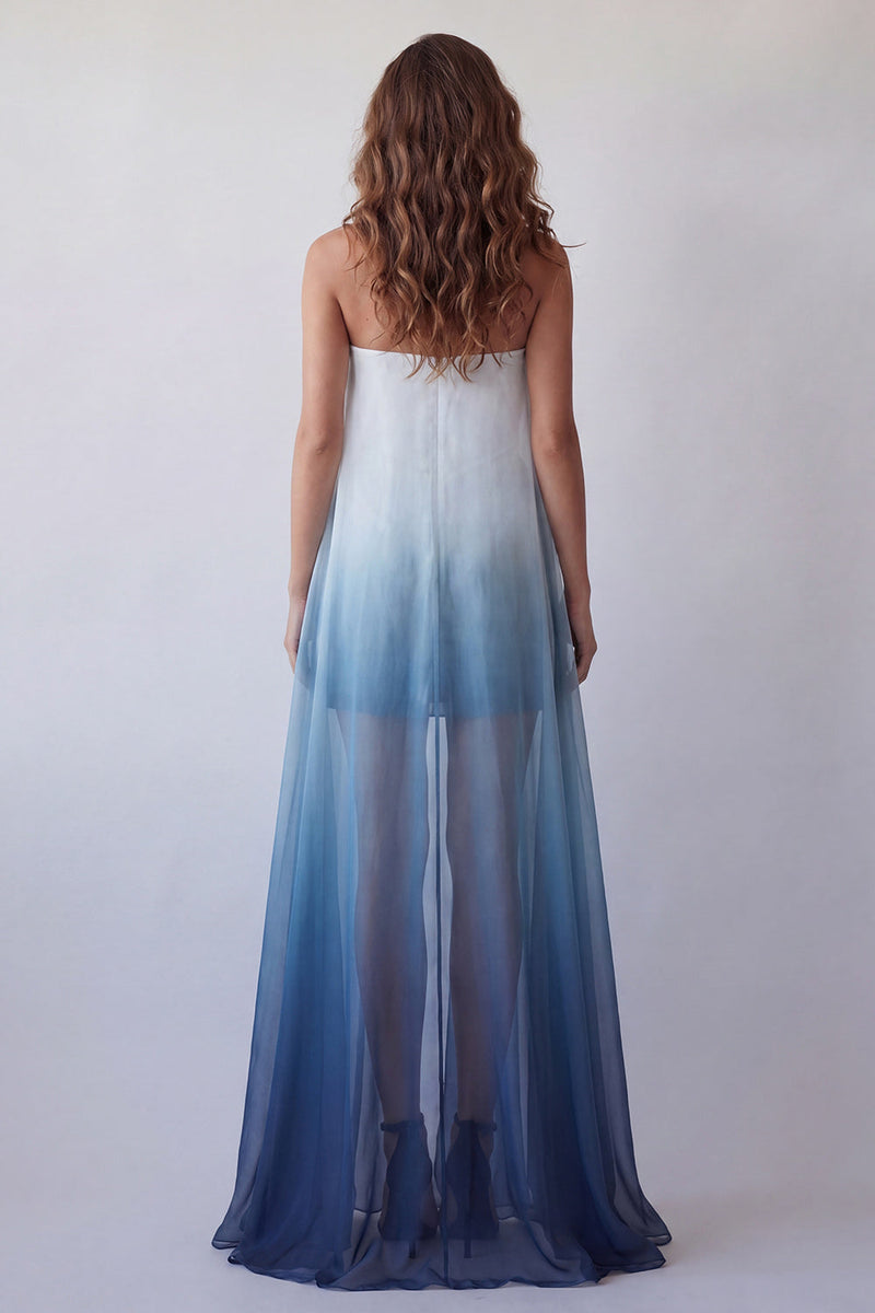 Laden Sie das Bild in den Galerie-Viewer, Lake Blue Chiffon trägerloses Bodycon Mini-Festkleid