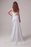 Laden Sie das Bild in den Galerie-Viewer, Hellblaues, trägerloses Bodycon, gerafftes, florales langes Festkleid mit Schärpe