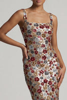 Laden Sie das Bild in den Galerie-Viewer, Glitzerndes rotes, quadratisches Blumen-Meerjungfrauen-Pailletten-Langes Mutter-der-Braut-Kleid
