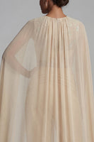 Laden Sie das Bild in den Galerie-Viewer, Champagner-Applikation mit gerafftem Rundhals-Mutter-Outfit mit Umhang