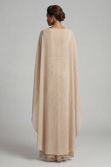 Champagner-applikierte Meerjungfrauen-Mutter der Braut-Kleid mit Umhang