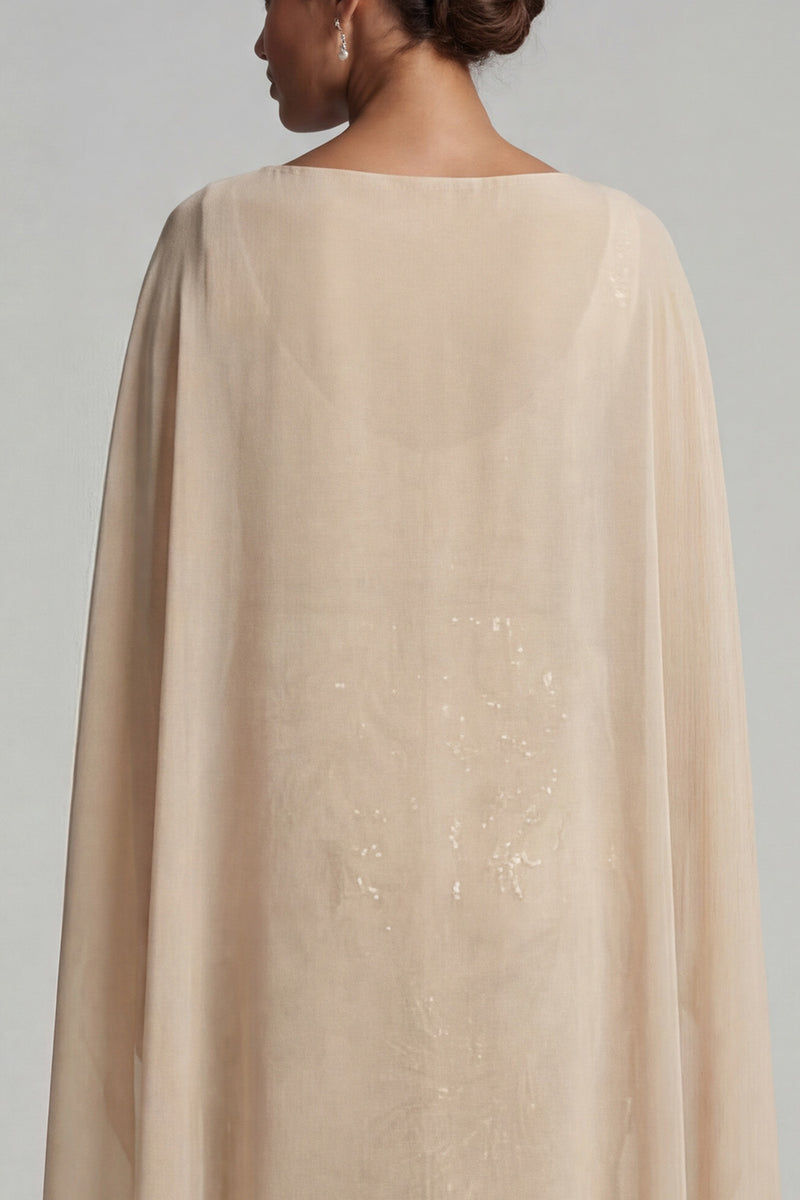 Laden Sie das Bild in den Galerie-Viewer, Champagner Applikiertes Meerjungfrauen Mutter der Braut Kleid mit Umhang