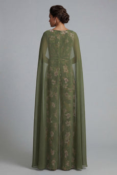 Eukalyptus-V-Ausschnitt floraler Mutter-der-der-Braut-Overall mit Umhang