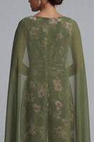 Laden Sie das Bild in den Galerie-Viewer, Eukalyptus-V-Ausschnitt floraler Mutter-der-der-Braut-Overall mit Umhang