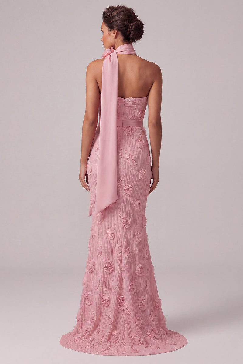 Laden Sie das Bild in den Galerie-Viewer, Pinkes, trägerloses Meerjungfrauen-Blumenkleid Lange Mutter der Braut