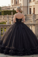Laden Sie das Bild in den Galerie-Viewer, Schwarzes Neckholderhals Ballkleid Glitzer Prinzessinnen Abschlusskleid