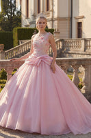Laden Sie das Bild in den Galerie-Viewer, Rosa Ballkleid Einschulter Applikiertes Abschlusskleid