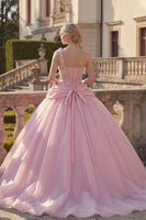 Laden Sie das Bild in den Galerie-Viewer, Rosa Ballkleid Einschulter Applikiertes Abschlusskleid