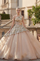 Laden Sie das Bild in den Galerie-Viewer, Glitzerndes Champagner Ballkleid Mit einer Schulter Pailletten Abschlusskleid