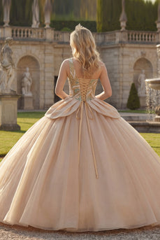 Glitzerndes Pailletten Ballkleid mit einer Schulter Champagner Abschlusskleider