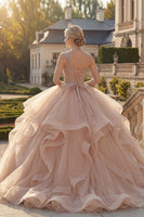 Laden Sie das Bild in den Galerie-Viewer, Einschulter Champagner Abschlusskleid mit Rüschen