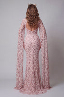 Laden Sie das Bild in den Galerie-Viewer, Hochhalsiges Rouge-Pailletten-Mermiaden-Pageant-Kleid