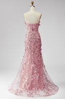 Laden Sie das Bild in den Galerie-Viewer, Glitzerndes Blush Korsett Meerjungfrauen Langes Blumen Ballkleid mit Strasssteinen