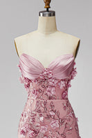 Laden Sie das Bild in den Galerie-Viewer, Glitzerndes Blush Korsett Meerjungfrauen Langes Blumen Ballkleid mit Strasssteinen