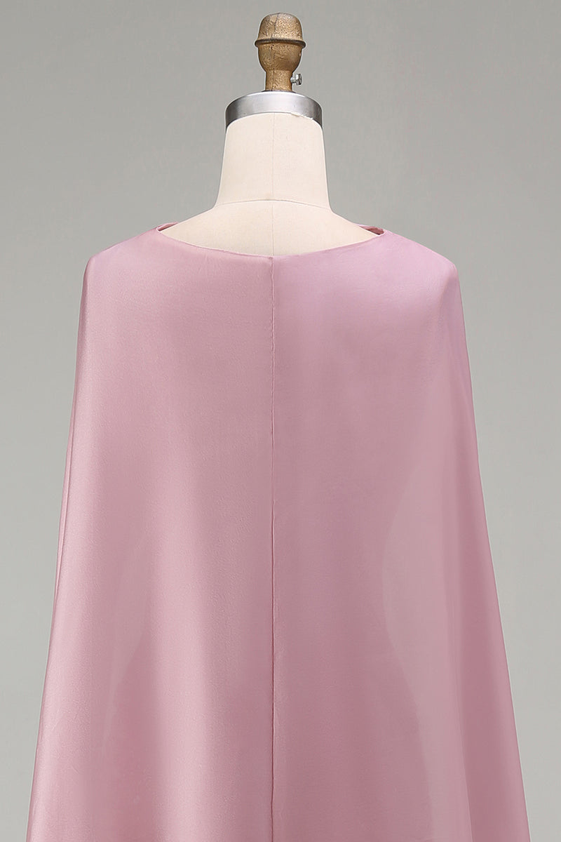 Laden Sie das Bild in den Galerie-Viewer, Glitzerndes Rosa Trägerloses Meerjungfrauen Langes Strasssteinen Ballkleid mit Umhang