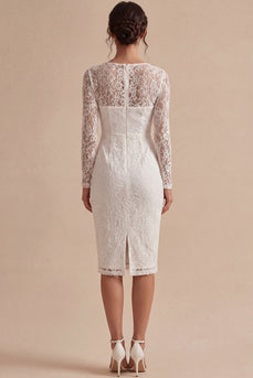 Bodycon Spitzen-Langärmeliges weißes Boho-Verlobungskleid