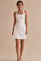 Laden Sie das Bild in den Galerie-Viewer, Neckholder Bodycon Gerafftes Standesamtkleid